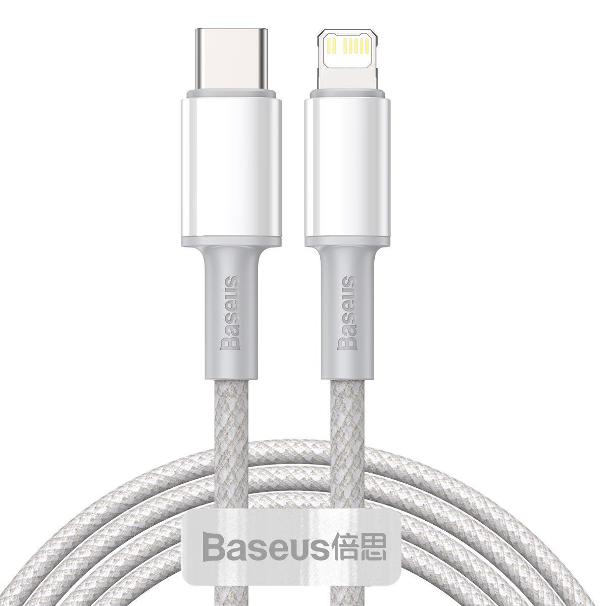 Kabel USB-C z Lightning Baseus z visoko gostoto pletenine, 20 W, PD, 2 m (bel)
