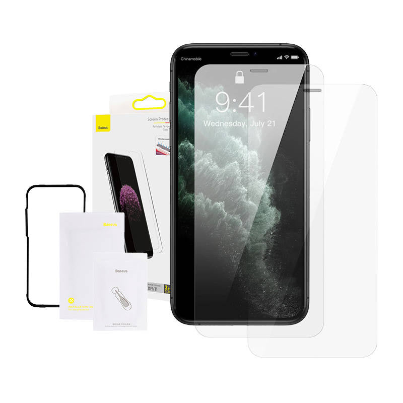 Baseus 0,3 mm polno steklo Kaljeno steklo Film (2pcs paket) za iPhone XR/11 6,1 palca