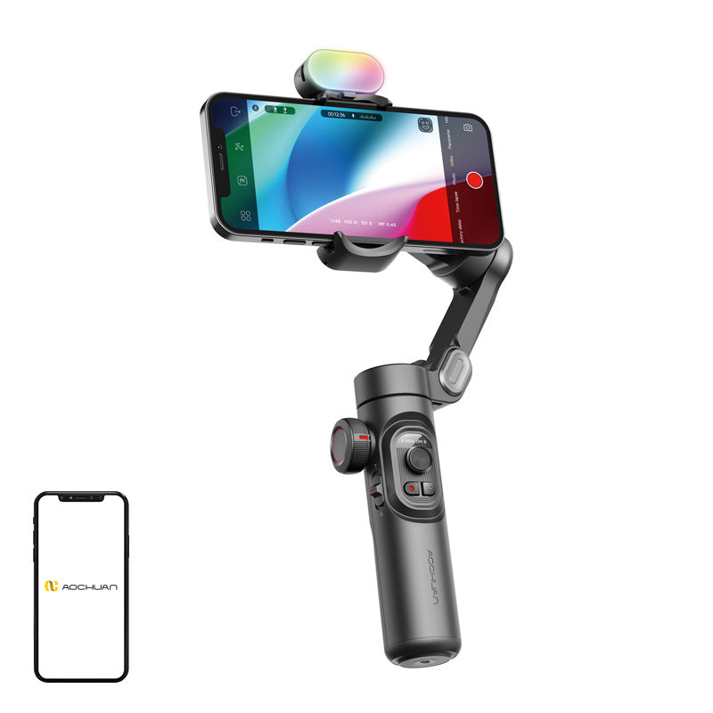 AOCHUAN XE Gimbal z RGB osvetlitvijo (črn)