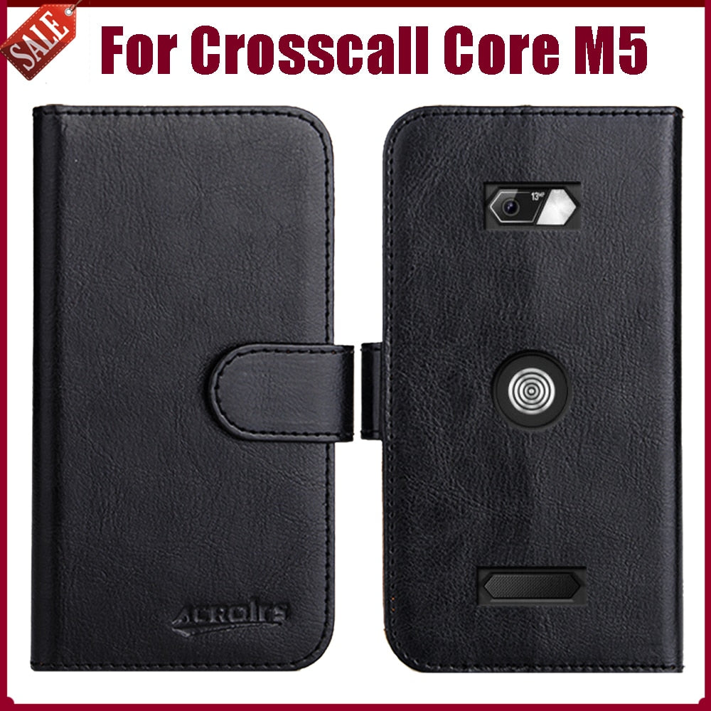 Usnjen flip ovitek za Crosscall Core M5 - črn