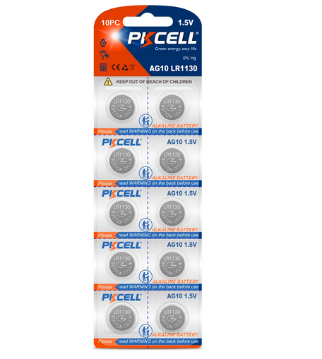 PKCell Alkalna gumbna baterija AG10 / LR54 / 189 / L1130 / LR1130 1.5V / 75mAh - 10 kosov