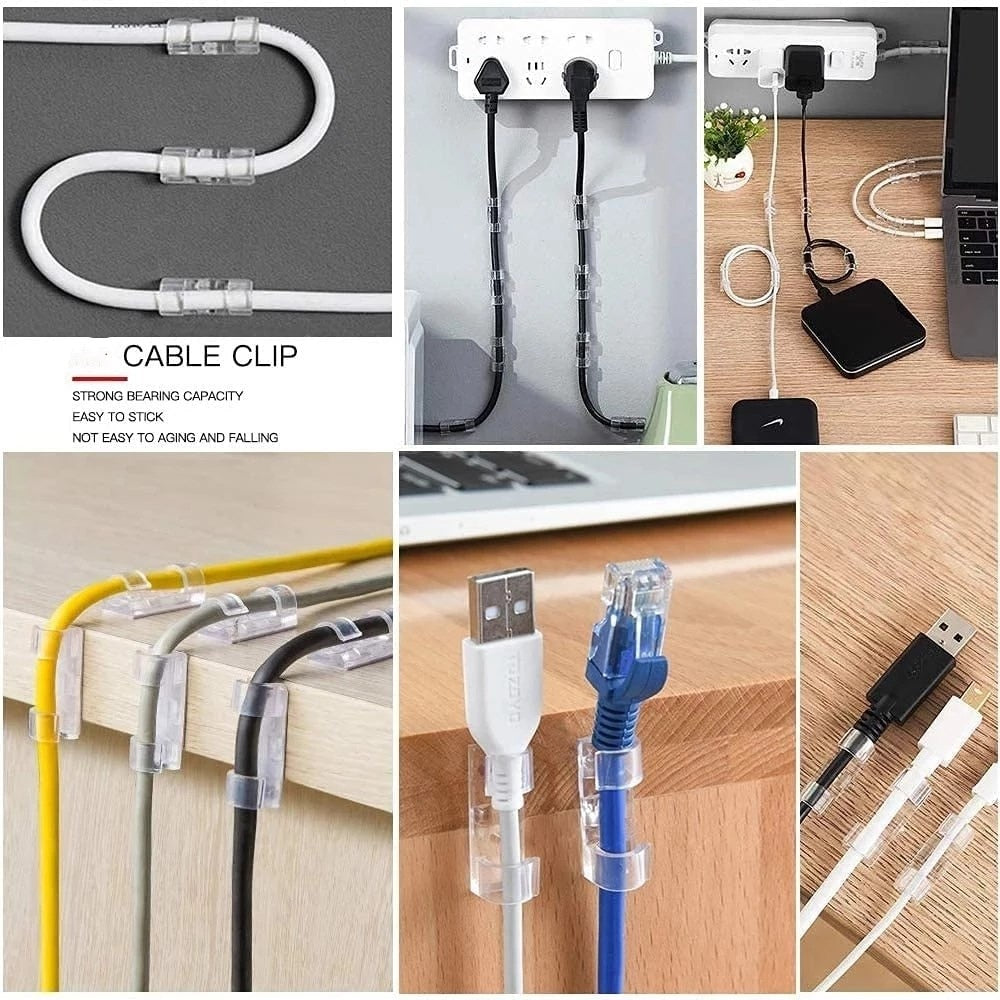 Držač kabela, samoljepljiva kopča za kabel ispod stola, za organiziranje kabela - 5 komada