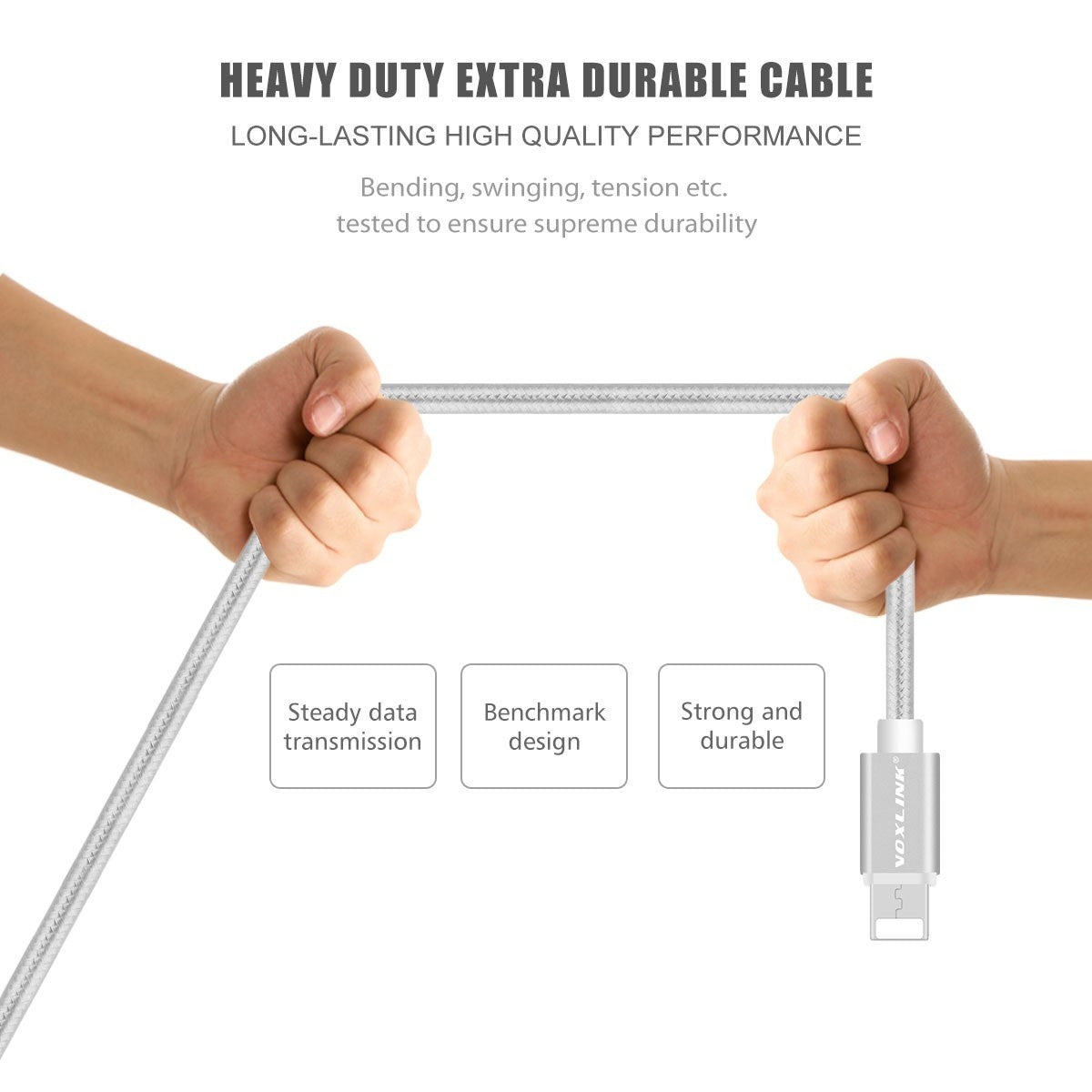 Lightning kabel, 100 cm, moški USB-A 2.0 na lightning - iphone 5, 6, 7-VOXLINK