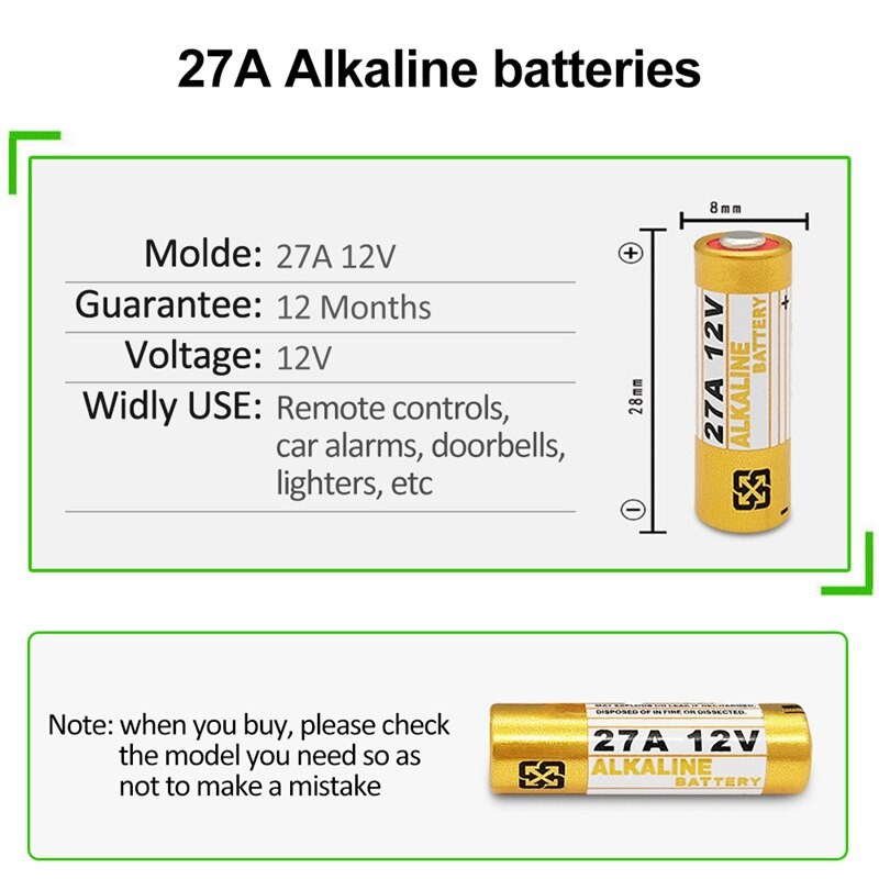 Baterija 27A 12V PHOMAX 1kos nadomesti A27BP K27A V27GA VR27 MS27 suha alkalna za enkratno uporabo