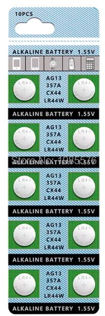 Alkalna gumbna baterija AG13 / LR44 / 357 / 357A / S76E / G13 - 10 kosov