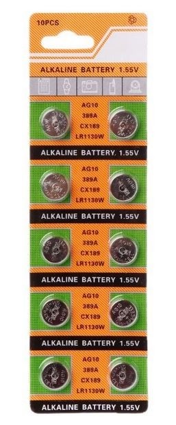 Alkalna gumbna baterija AG10 / LR54 / 189 / L1130 / LR1130 1.5V / 80mAh - 10 komadov