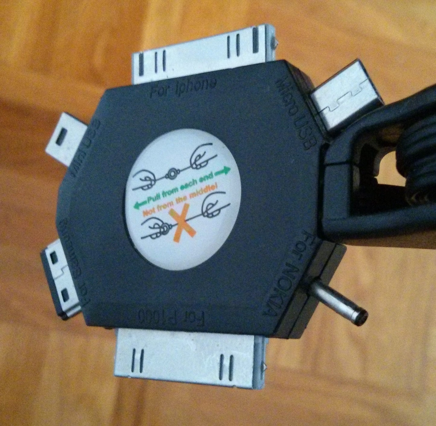 Zložljivi USB kabel z multifunkcijskim konektorjem 6 v 1 črn za iPhone 3G 3GS 4 4S