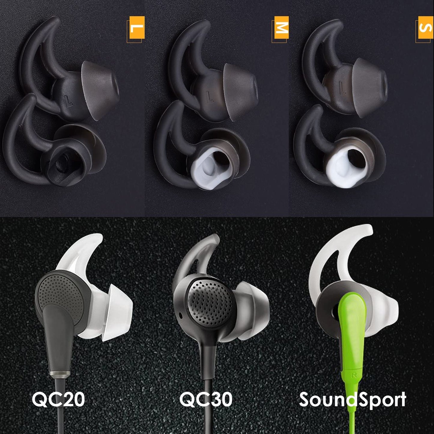 12 kosov nadomestnih silikonskih nastavkov za Bose slušalke QC30 QuietControl 30 QC20 SIE2 IE3 Soundsport