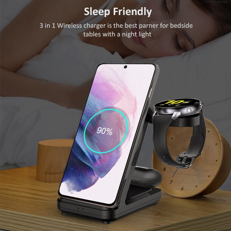 3u1 stanica za punjenje za Samsung Galaxy Watch 4 Active 2/1 15W brzo bežično punjenje za Samsung S21/S20