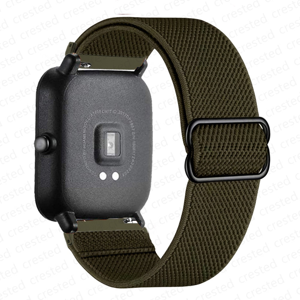 20mm/22mm band For Amazfit GTS/2/2e/3/GTS2 Mini/GTR/3/Pro/GTR2/47mm/42mm/stratos Nylon Elastic Watch Bracelet Amazfit bip strap