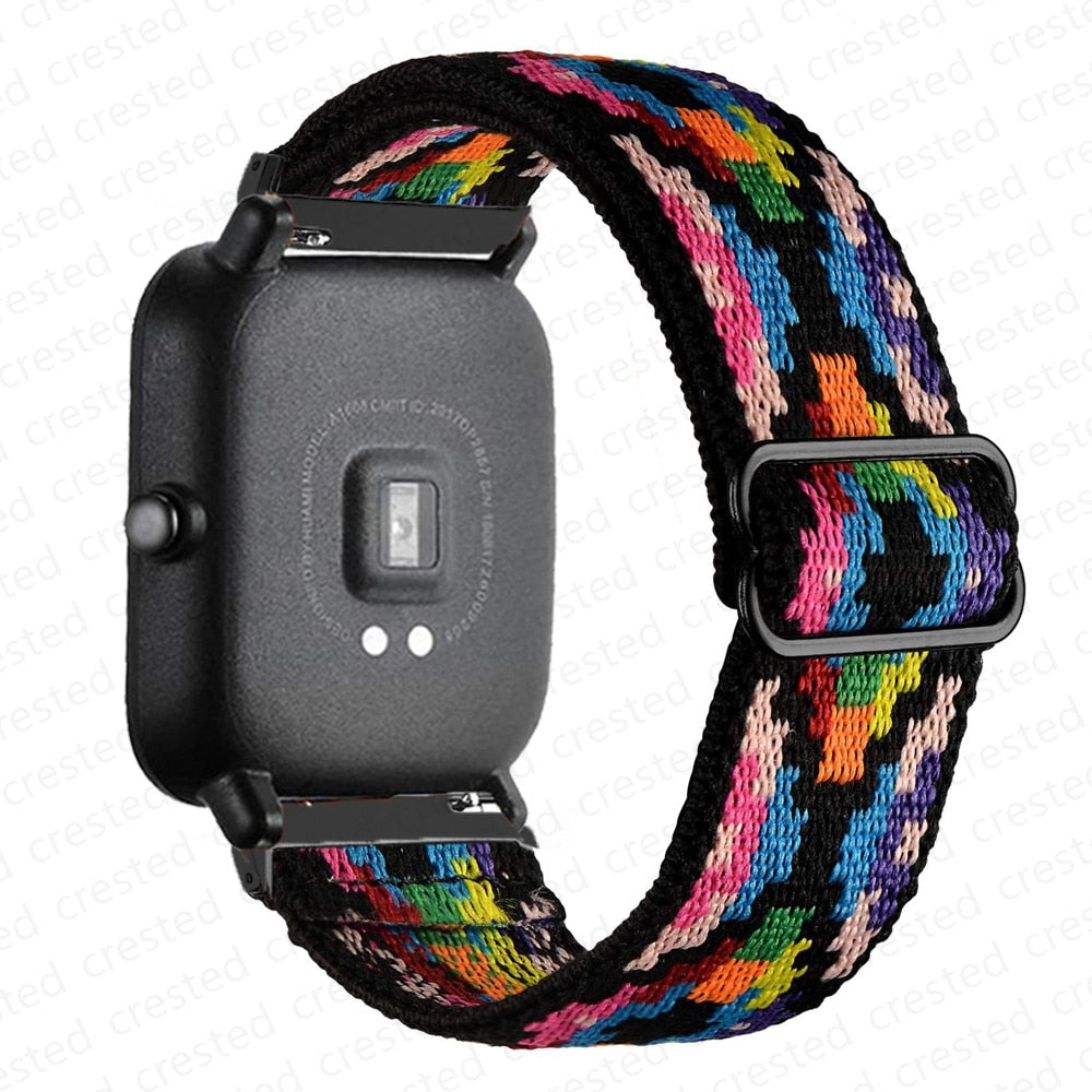 20mm/22mm band For Amazfit GTS/2/2e/3/GTS2 Mini/GTR/3/Pro/GTR2/47mm/42mm/stratos Nylon Elastic Watch Bracelet Amazfit bip strap