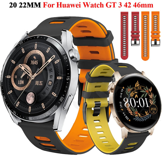 Pašček za Huawei Watch uro GT 2 GT2 Pro 42 46mm silikonski dvobarvni