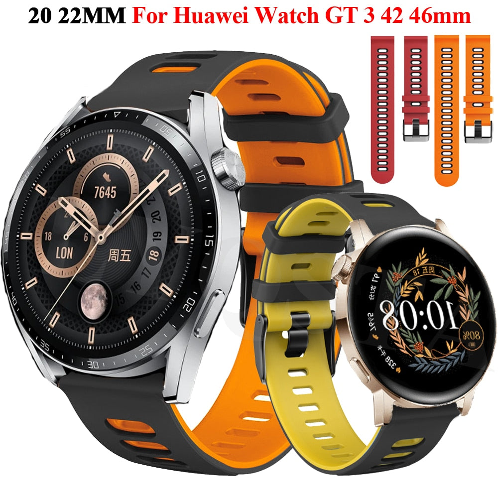 Pašček za Huawei Watch GT3 GT 3 42 46mm Wrist Straps silikonski dvobarvni