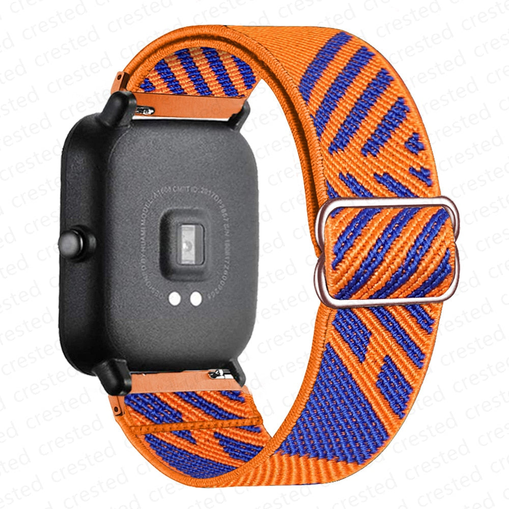 20mm/22mm band For Amazfit GTS/2/2e/3/GTS2 Mini/GTR/3/Pro/GTR2/47mm/42mm/stratos Nylon Elastic Watch Bracelet Amazfit bip strap