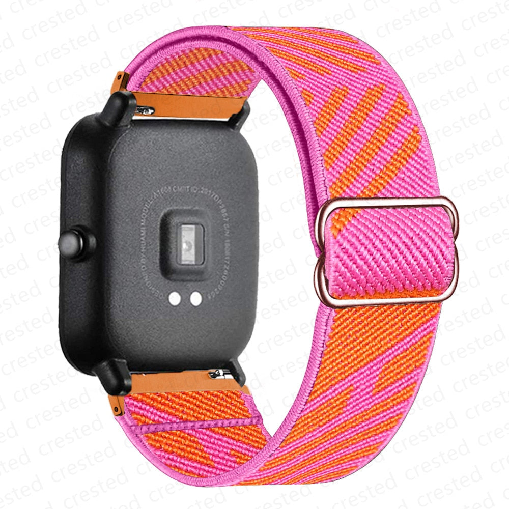 20mm/22mm band For Amazfit GTS/2/2e/3/GTS2 Mini/GTR/3/Pro/GTR2/47mm/42mm/stratos Nylon Elastic Watch Bracelet Amazfit bip strap