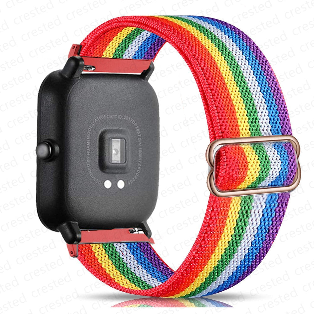 20mm/22mm band For Amazfit GTS/2/2e/3/GTS2 Mini/GTR/3/Pro/GTR2/47mm/42mm/stratos Nylon Elastic Watch Bracelet Amazfit bip strap