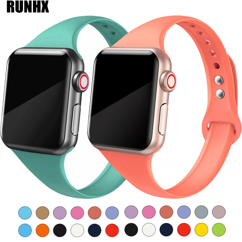 Silikonski pašček za Apple watch band 45mm 41mm 44mm 40mm 38mm 42mm iWatch series 6 5 4 3 se 7 tenak