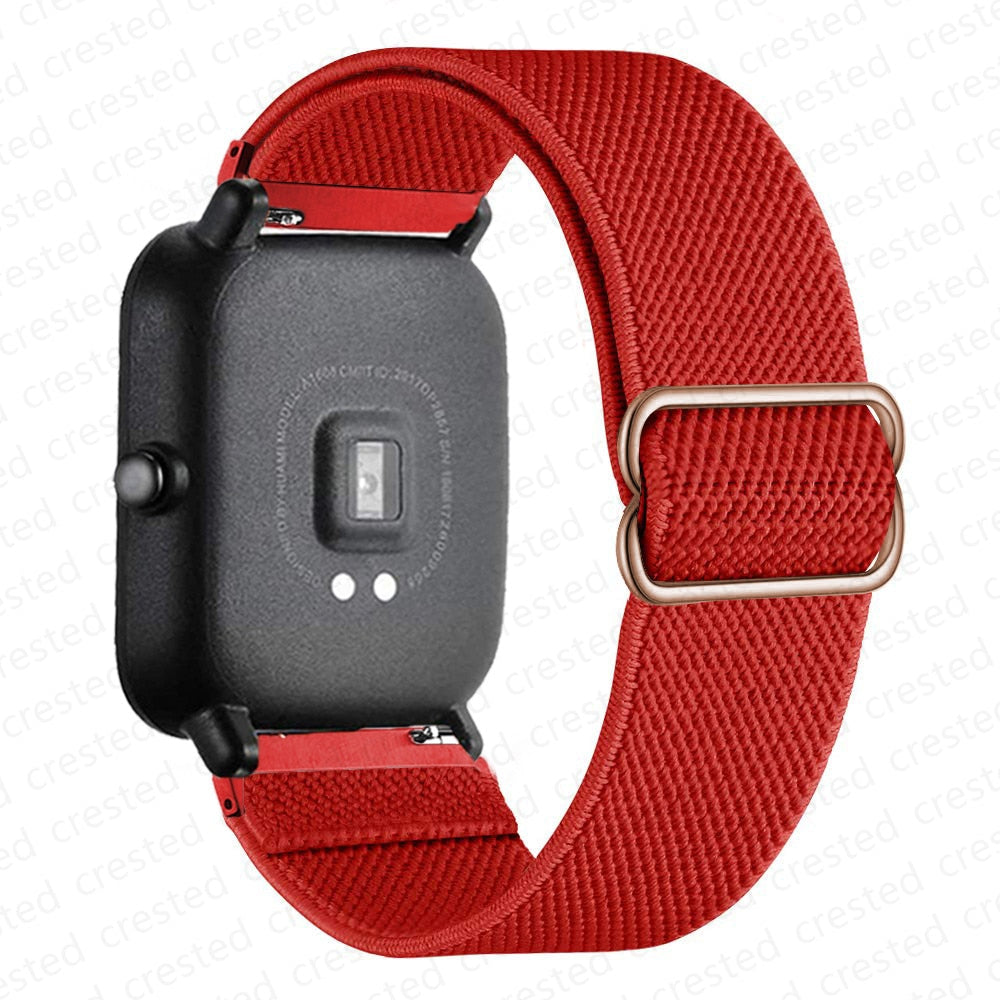 20mm/22mm band For Amazfit GTS/2/2e/3/GTS2 Mini/GTR/3/Pro/GTR2/47mm/42mm/stratos Nylon Elastic Watch Bracelet Amazfit bip strap