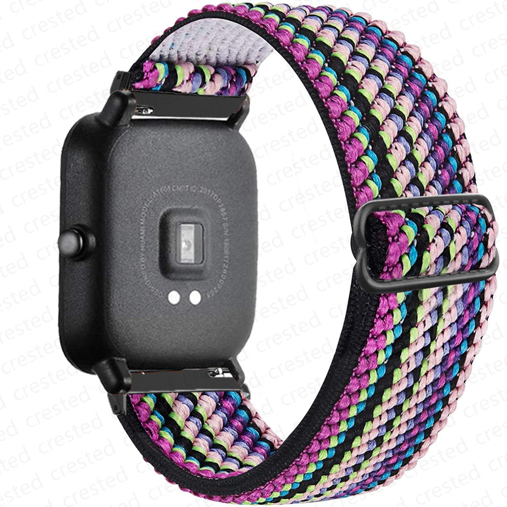 20mm/22mm band For Amazfit GTS/2/2e/3/GTS2 Mini/GTR/3/Pro/GTR2/47mm/42mm/stratos Nylon Elastic Watch Bracelet Amazfit bip strap