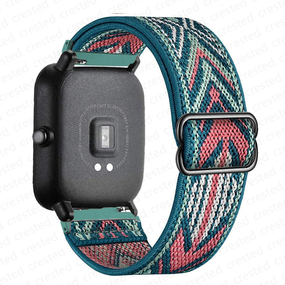 20mm/22mm band For Amazfit GTS/2/2e/3/GTS2 Mini/GTR/3/Pro/GTR2/47mm/42mm/stratos Nylon Elastic Watch Bracelet Amazfit bip strap