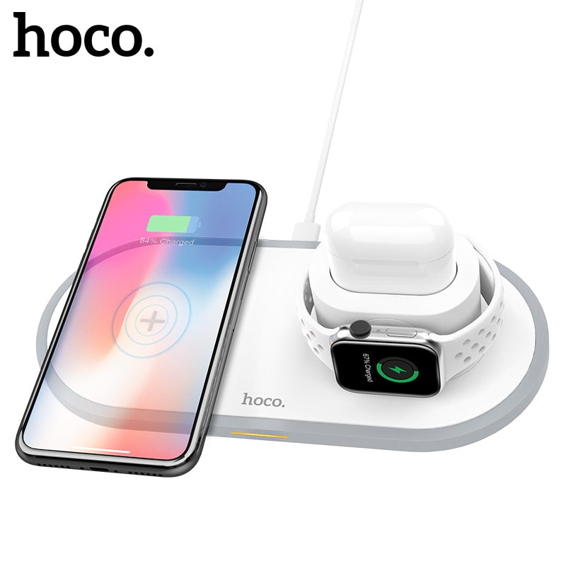 Polnilna postaja HOCO 3v1 Qi brezžično polnjenje za iPhone 11 pro X XS Max XR za Apple Watch 4 3 2 Airpods 10W hitro polnjenje