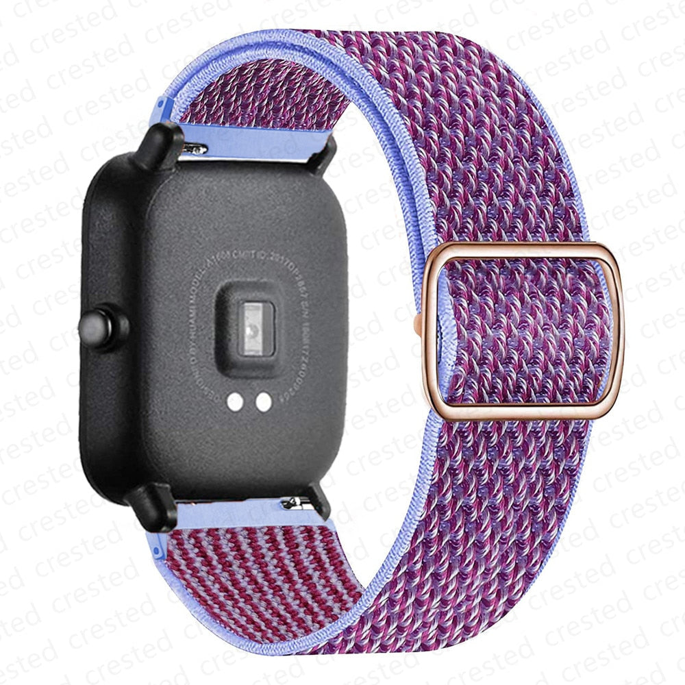 20mm/22mm band For Amazfit GTS/2/2e/3/GTS2 Mini/GTR/3/Pro/GTR2/47mm/42mm/stratos Nylon Elastic Watch Bracelet Amazfit bip strap