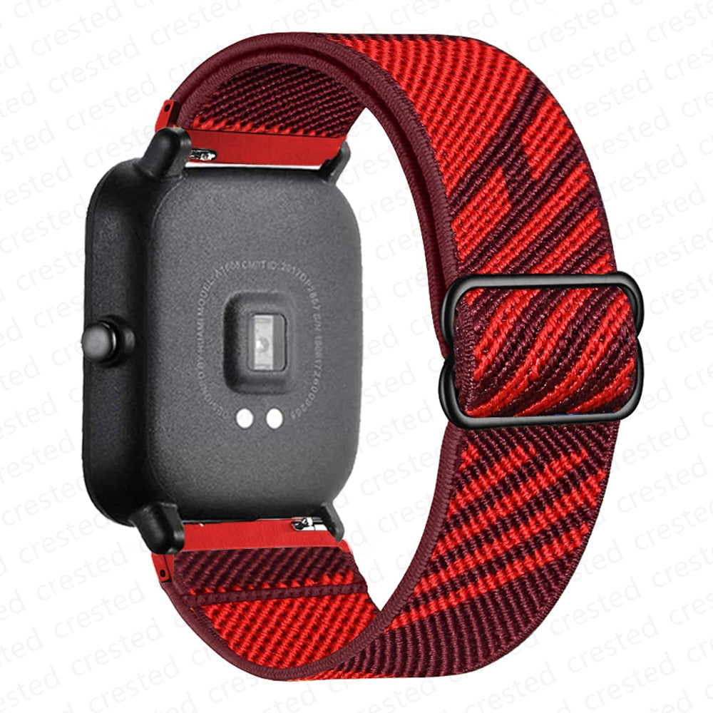 20mm/22mm band For Amazfit GTS/2/2e/3/GTS2 Mini/GTR/3/Pro/GTR2/47mm/42mm/stratos Nylon Elastic Watch Bracelet Amazfit bip strap