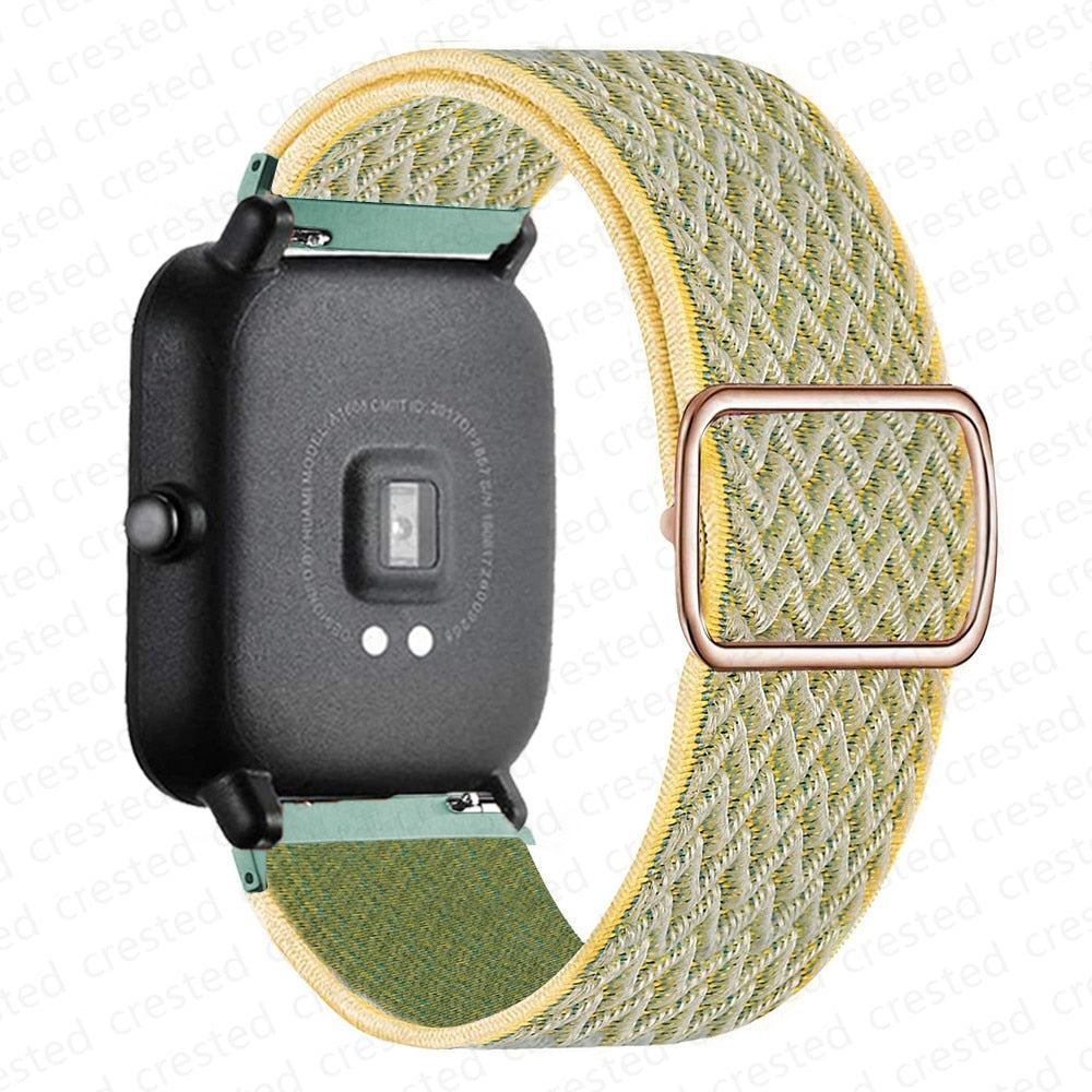 20mm/22mm band For Amazfit GTS/2/2e/3/GTS2 Mini/GTR/3/Pro/GTR2/47mm/42mm/stratos Nylon Elastic Watch Bracelet Amazfit bip strap