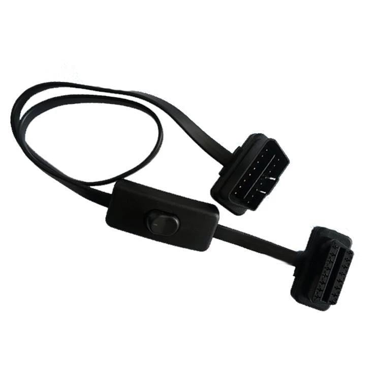 12V Male 16 Pin J-1962 To Female 16pin OBD2 Cable Flat Thin Obd Adapter with Switch 8-core 16PIN Plug Obd1 OBD2 Extension Cable