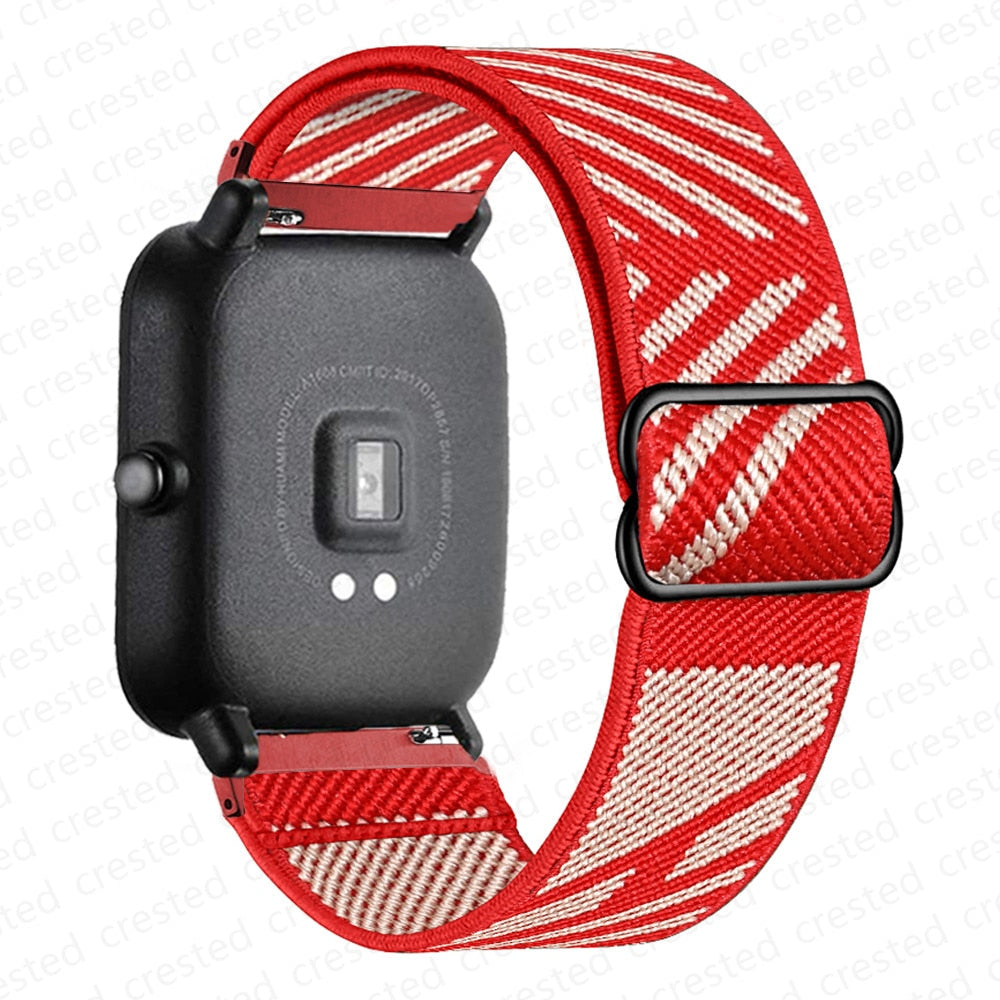 20mm/22mm band For Amazfit GTS/2/2e/3/GTS2 Mini/GTR/3/Pro/GTR2/47mm/42mm/stratos Nylon Elastic Watch Bracelet Amazfit bip strap