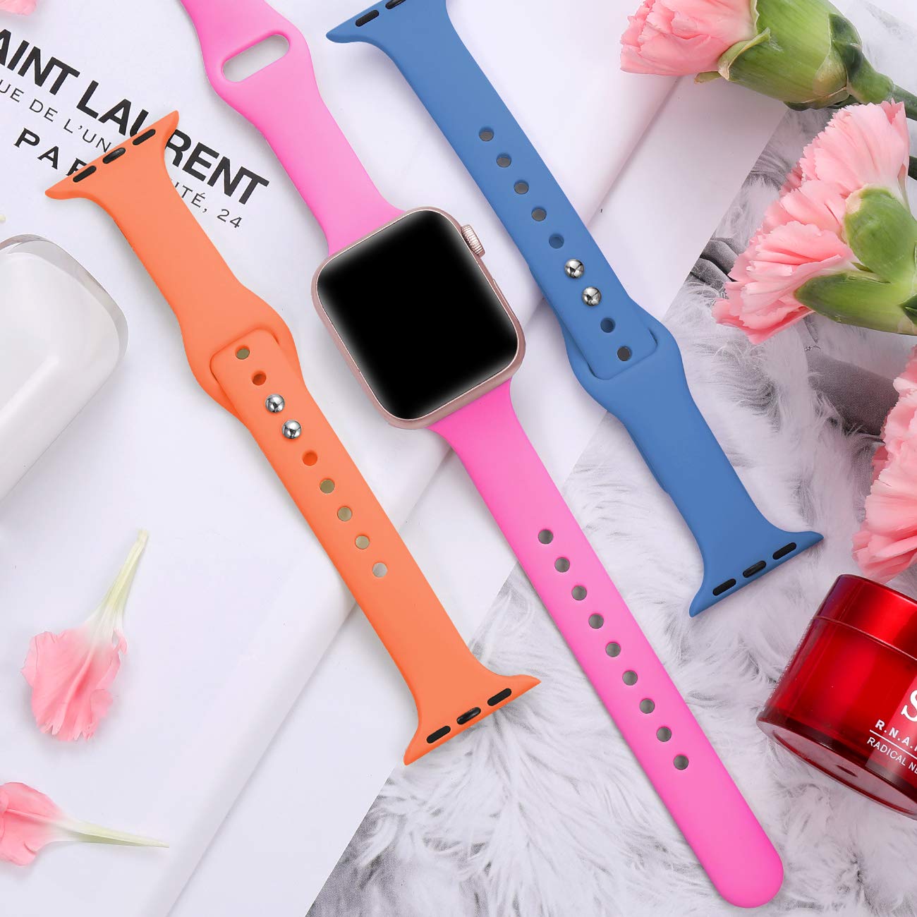 Silikonski pašček za Apple watch band 45mm 41mm 44mm 40mm 38mm 42mm iWatch series 6 5 4 3 se 7 tenak