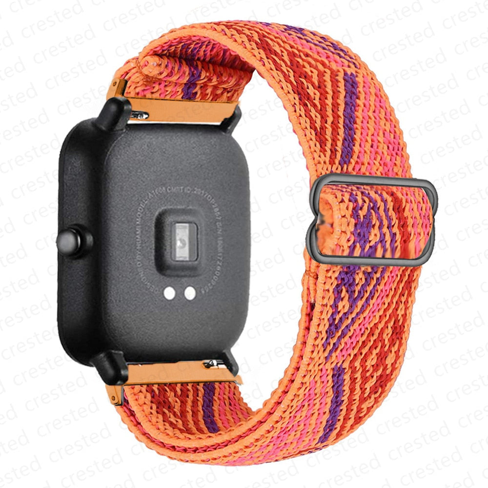 20mm/22mm band For Amazfit GTS/2/2e/3/GTS2 Mini/GTR/3/Pro/GTR2/47mm/42mm/stratos Nylon Elastic Watch Bracelet Amazfit bip strap