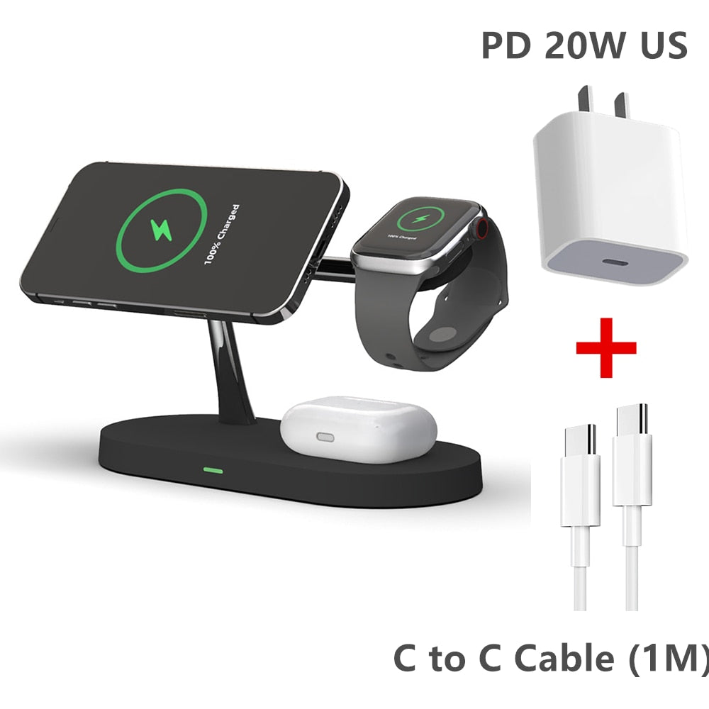 3 u 1 QI stanica za bežično punjenje za iPhone 14 13 12 Pro Max Magsafe Magnetic 20W brzo punjenje za Apple Watch Airpods Pro 2 3