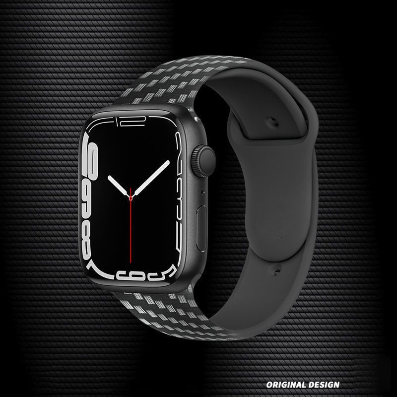 Pašček za Apple watch 44mm 40mm 45mm 41mm 38mm 42mm silikonski v izgledu Carbon Fiber za iWatch serije 7 6 5 3 SE zapestnica