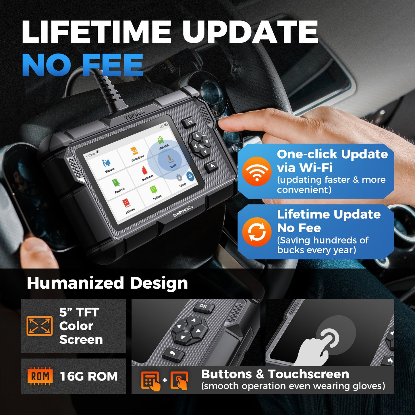 TOPDON AD500S OBD2 skener kod in naprava za diagnostiko in reset ABS SRS Oil Reset BMS DPF DIY