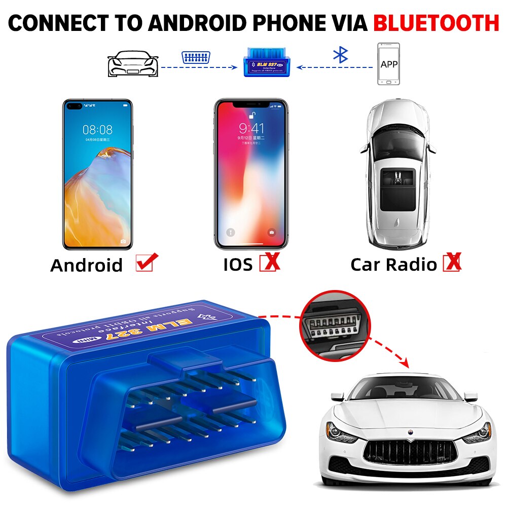 ELM327 V2.1 Bluetooth avto diagnostika OBD čitalec kod MINI ELM 327 za Android