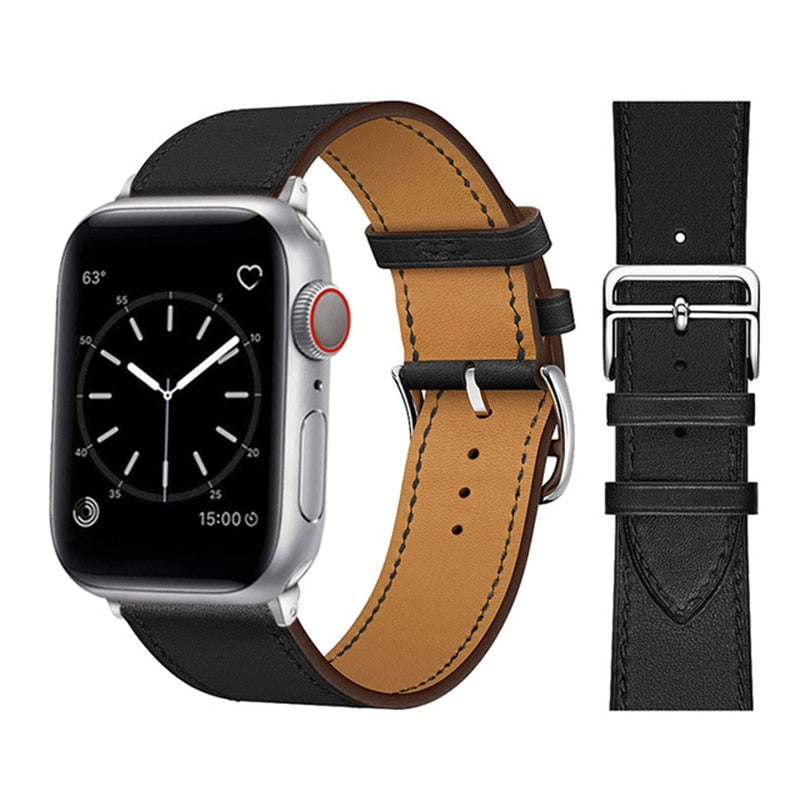 Pašček za Apple watch band 45mm 41mm 44mm 40mm 38mm 42mm iWatch series 5 4 3 6 se 7 usnjen