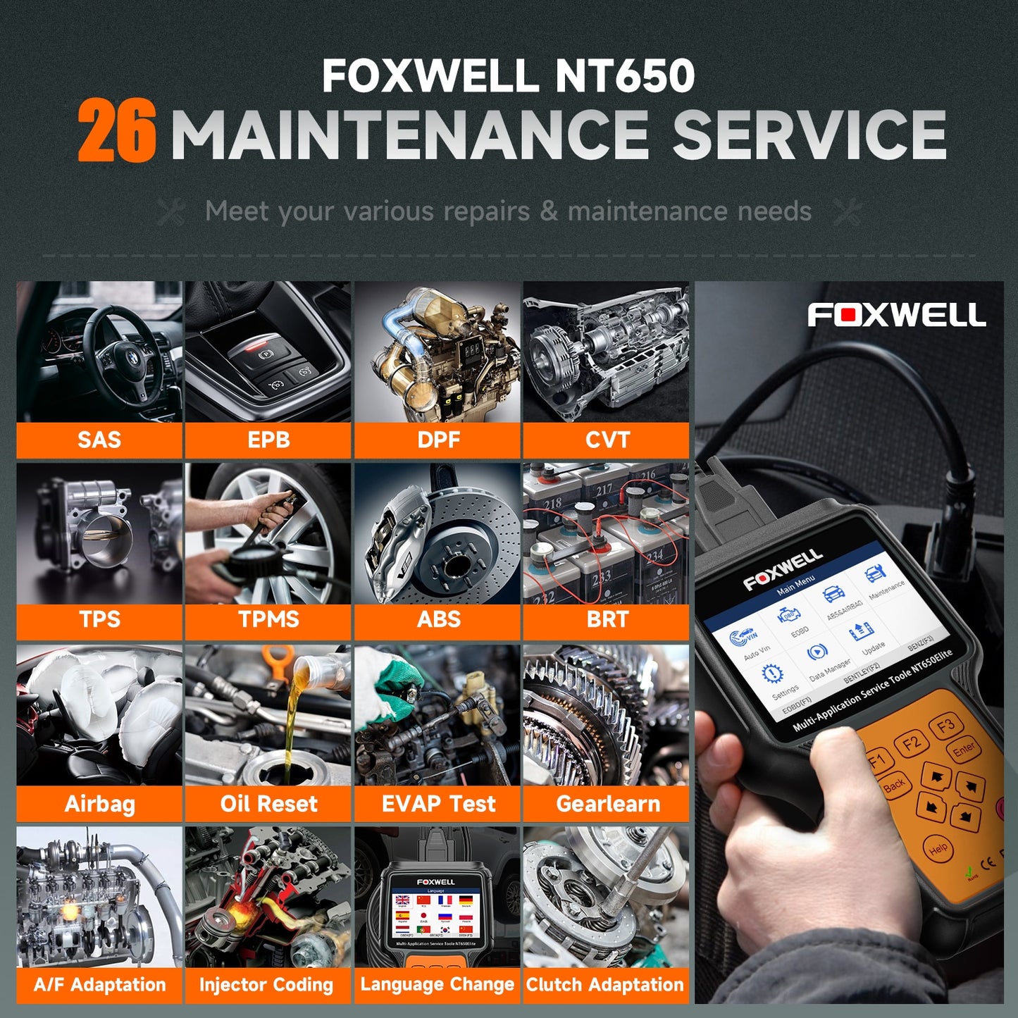 FOXWELL NT650 Elite OBD2 profesionalna avtomobilska diagnostika