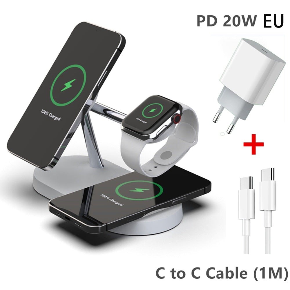 3 u 1 QI stanica za bežično punjenje za iPhone 14 13 12 Pro Max Magsafe Magnetic 20W brzo punjenje za Apple Watch Airpods Pro 2 3
