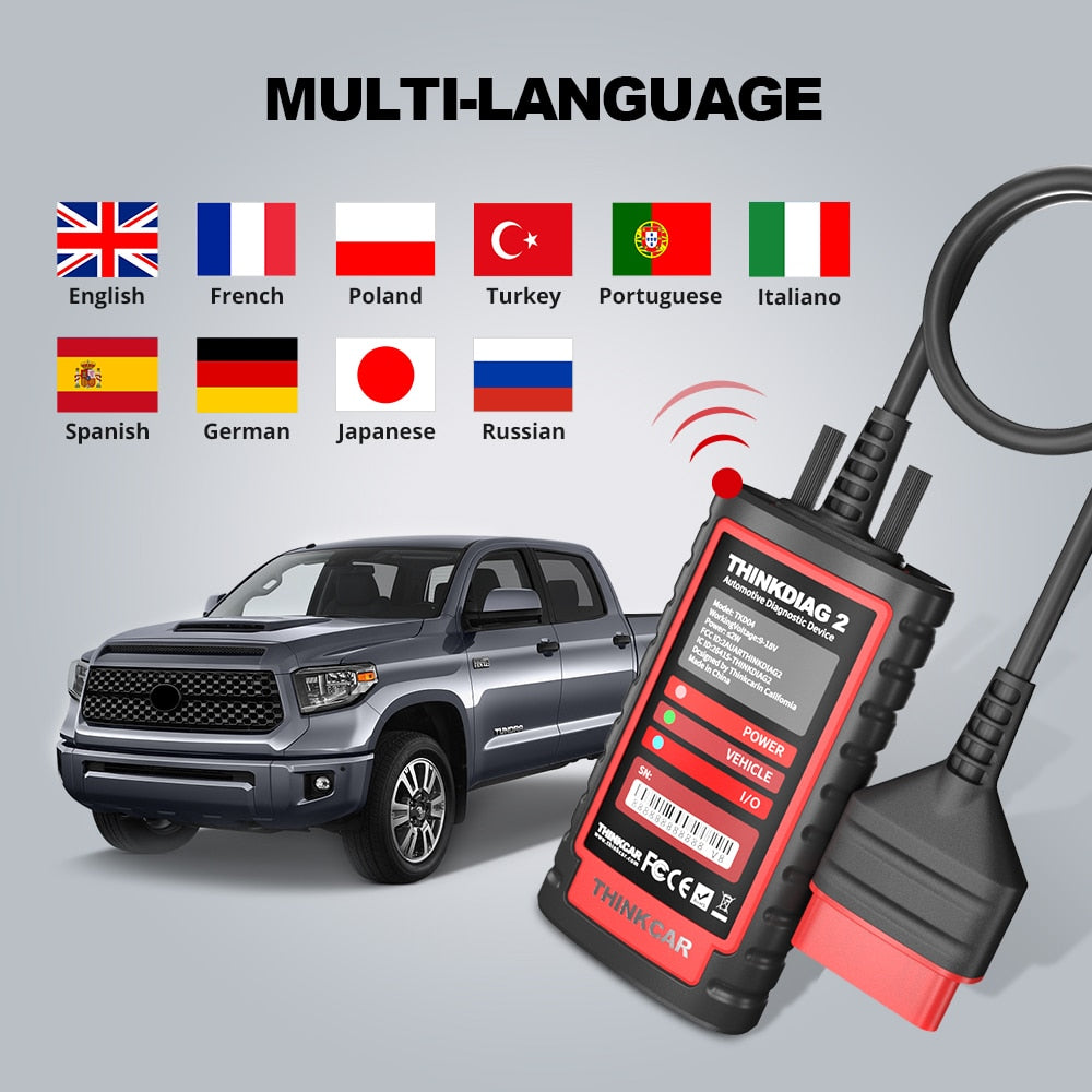 New Thinkcar ThinkDiag 2 ALL Car Brands Canfd protocol All Reset Service 1 Year Free OBD2 Diagnostic Tool Active Test ECU Coding