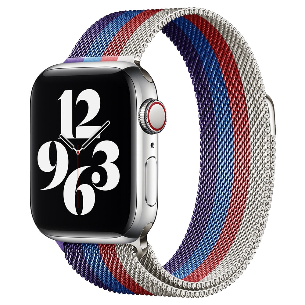 Pašček za Apple watch band 45mm 44mm 42mm 38mm 40mm 42mm za iwatch serije 7 6 SE 5 4 3 kovinski Milanese Strap