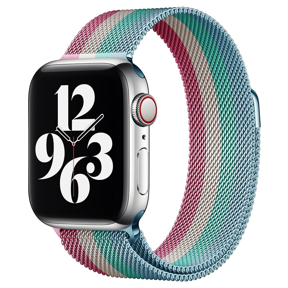 Pašček za Apple watch band 45mm 44mm 42mm 38mm 40mm 42mm za iwatch serije 7 6 SE 5 4 3 kovinski Milanese Strap