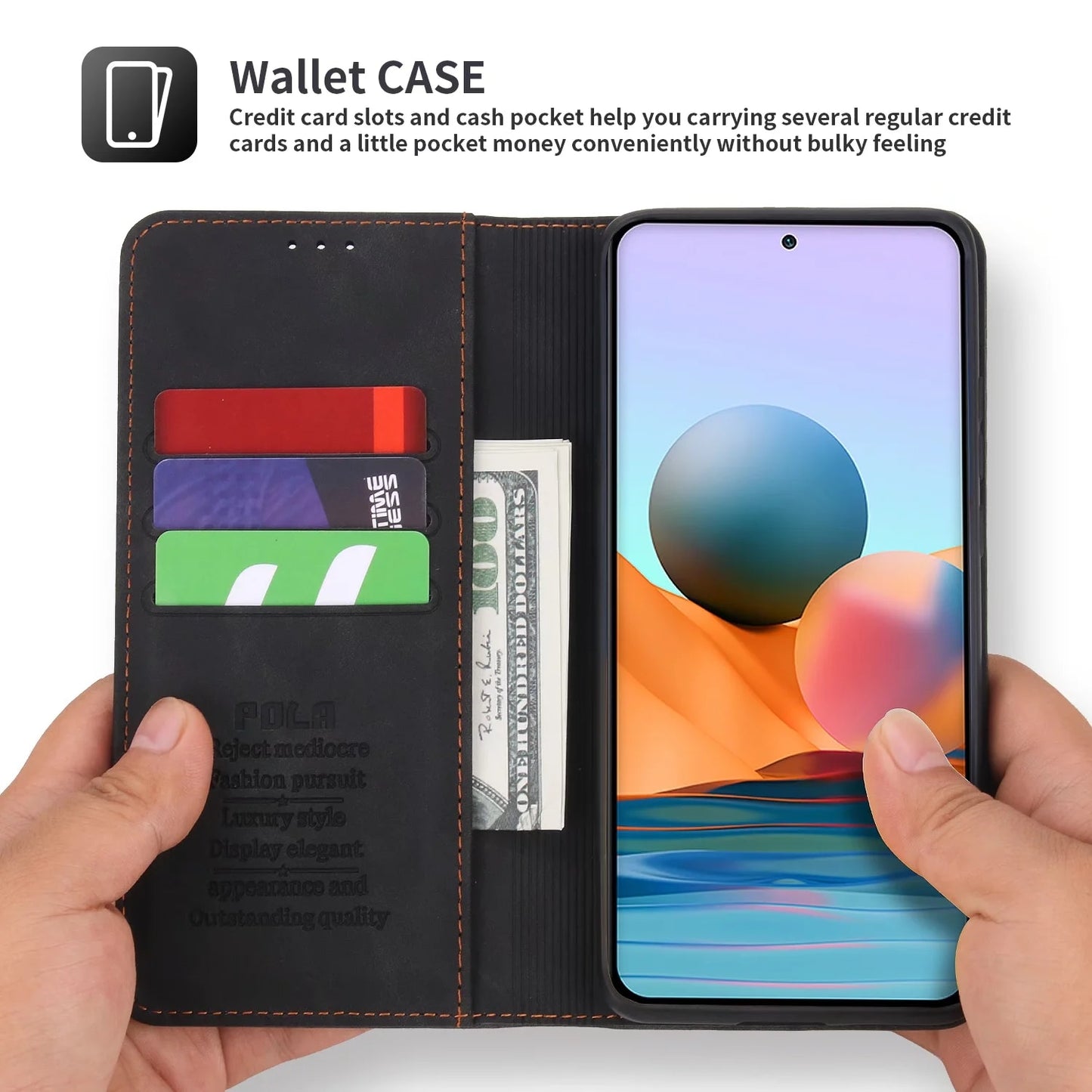 Maska za Xiaomi Redmi Note 11 11S 10S 10 Pro 10A 10C 9T Mi 11T 5G 10T Lite Poco X4 M4 M3 X3 GT NFC F3 preklopna koža