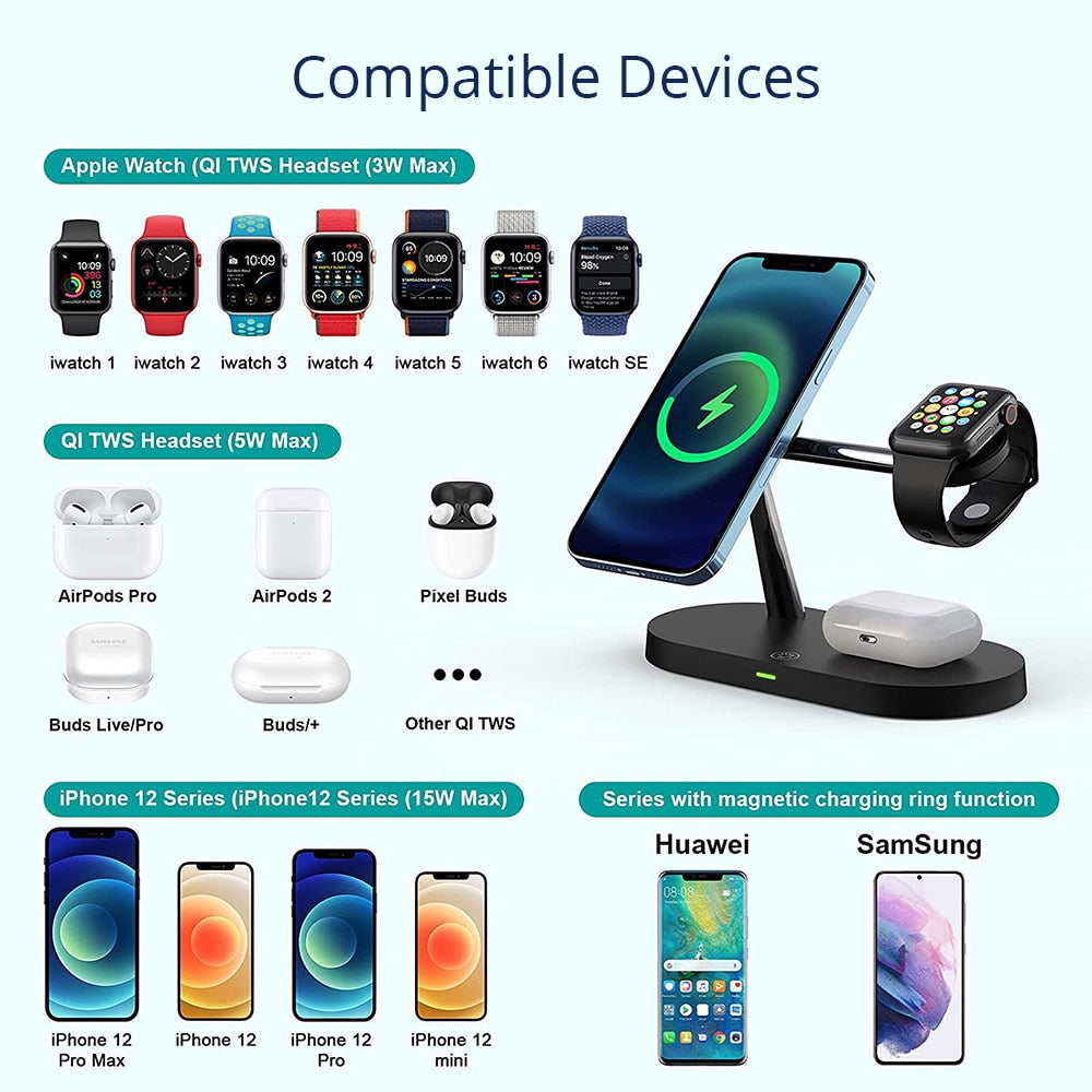 3 u 1 QI stanica za bežično punjenje za iPhone 14 13 12 Pro Max Magsafe Magnetic 20W brzo punjenje za Apple Watch Airpods Pro 2 3