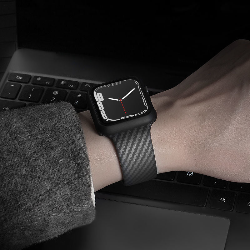 Apple remen za sat 44 mm 40 mm 45 mm 41 mm 38 mm 42 mm Silikonski izgled karbonskih vlakana za iWatch seriju 7 6 5 3 SE narukvicu