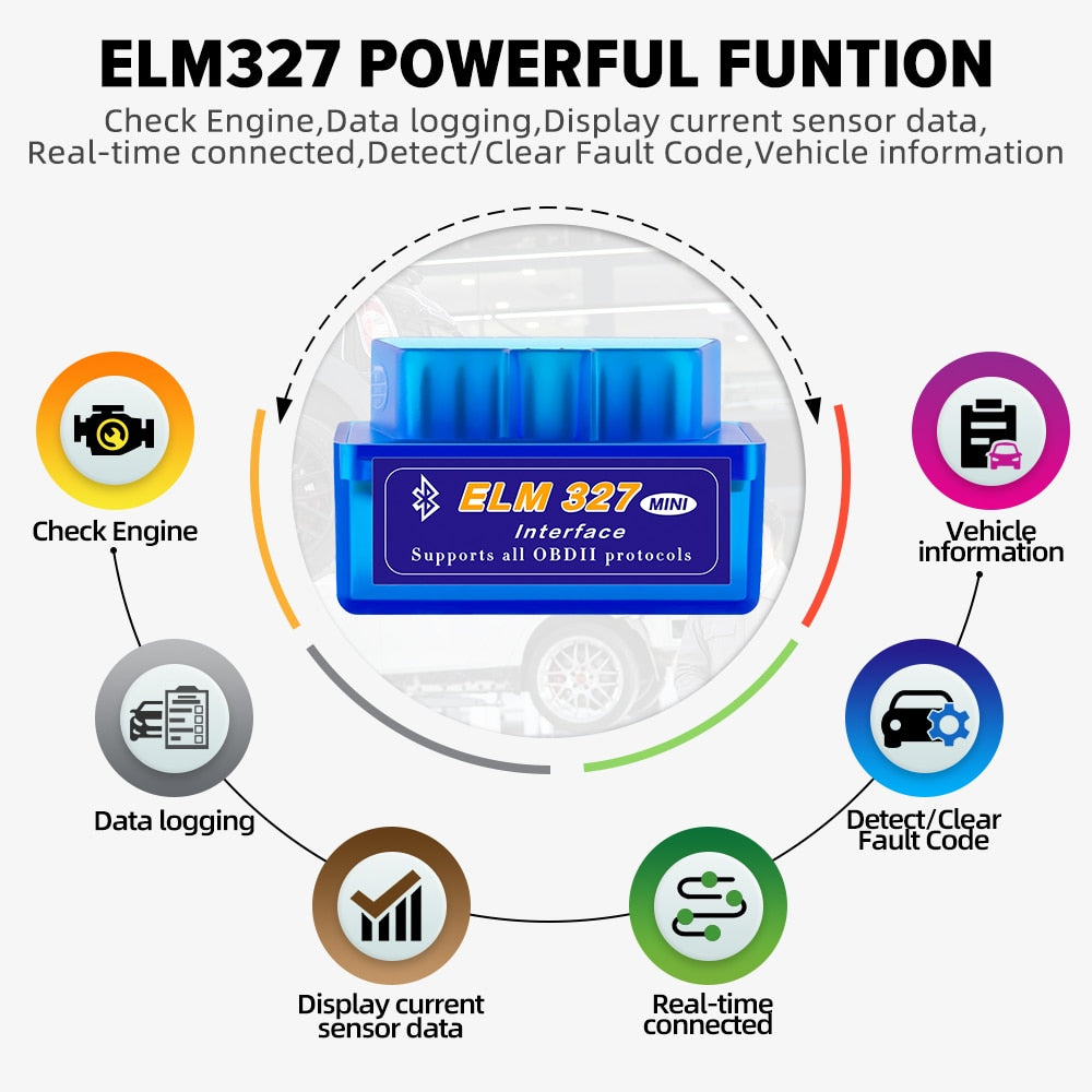 ELM327 V2.1 Bluetooth avto diagnostika OBD čitalec kod MINI ELM 327 za Android