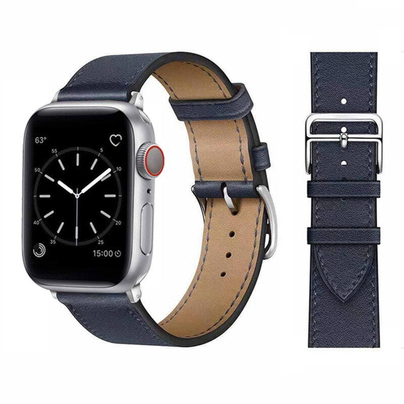 Pašček za Apple watch band 45mm 41mm 44mm 40mm 38mm 42mm iWatch series 5 4 3 6 se 7 usnjen