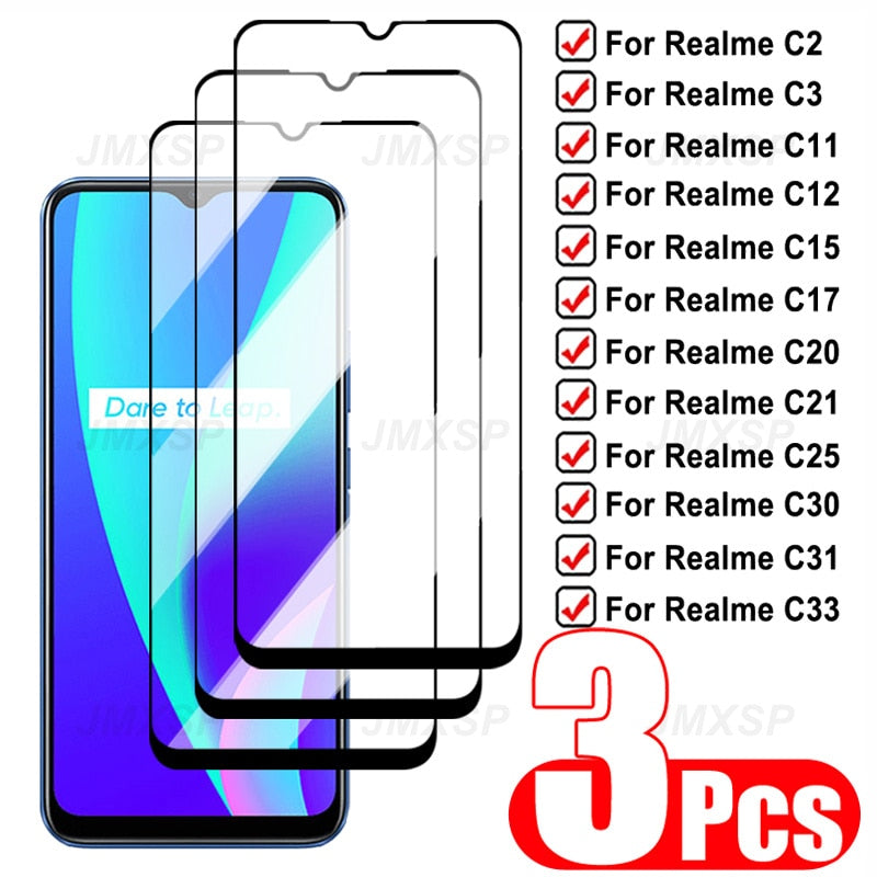 Zaščitno steklo za Realme C20 C21 C25 C20A C21Y 25S C15 C12 C3i C30 C31 C33 C35 Q3 Q5 Pro