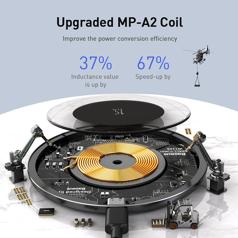 Bežična stanica za punjenje Baseus 15W za iPhone 14 13 12 za Airpods i druge uređaje, npr. Samsung S22 S10 Xiaomi LG