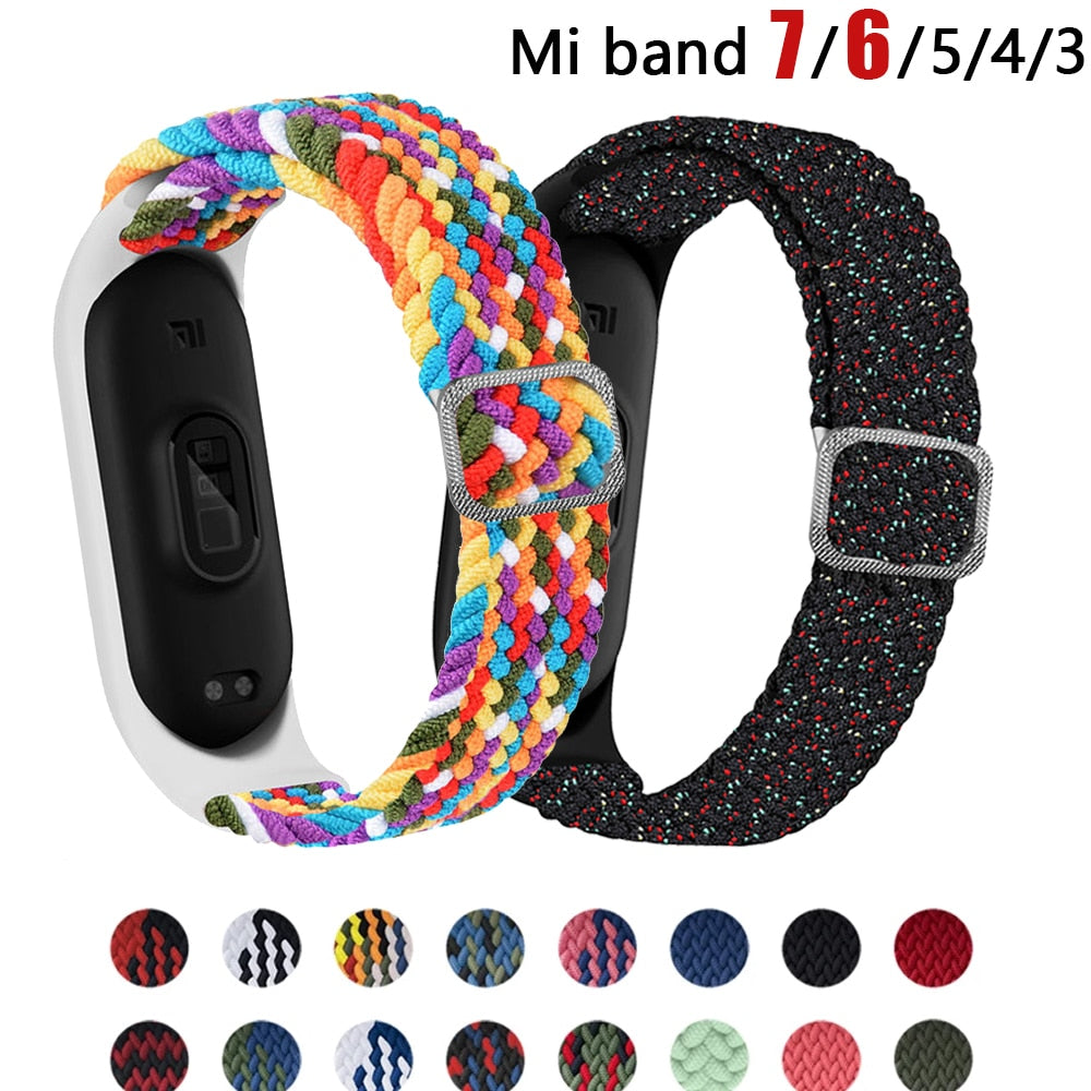 Pašček za Mi Band 6 7 elastičen prilagodljiv najlonski pleten za Miband4 miband 5 za Xiaomi Mi band 4 3 5 6 7